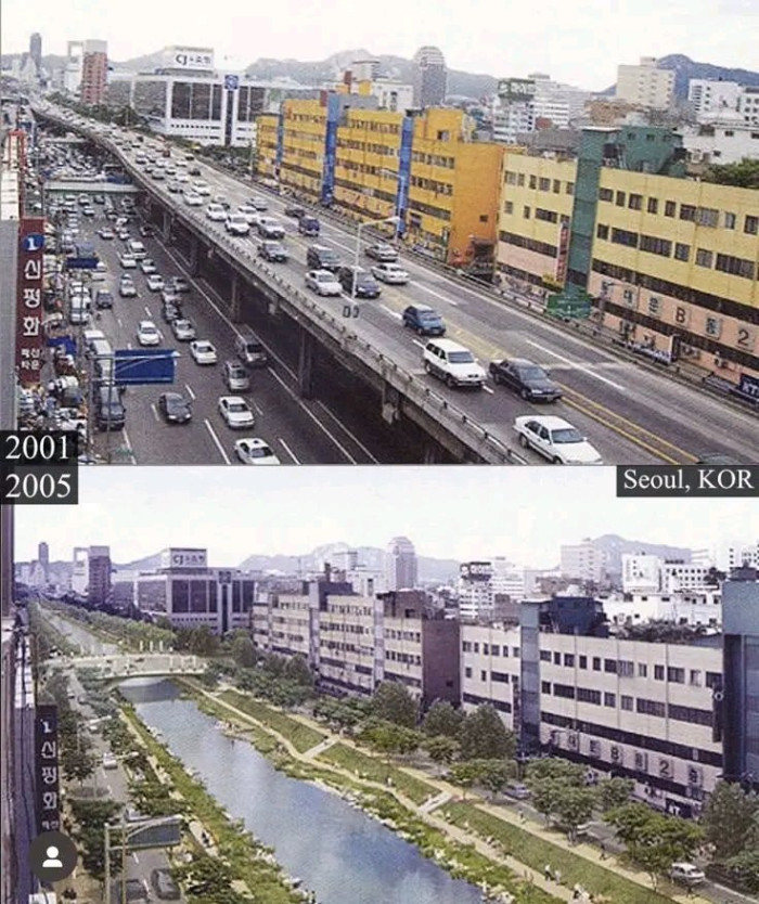 청계천 복원사업 비포/애프터 비교 사진